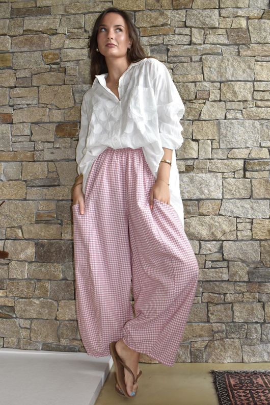 Arbi Gingham 7/8 Barrel Pant Indian Pink
