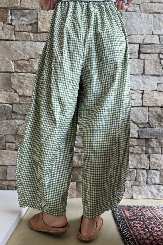 Arbi Gingham 7/8 Barrel Pant Olive