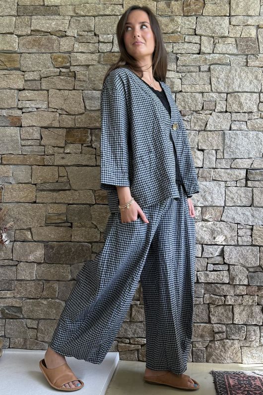 Arbi Gingham Box Jacket Black