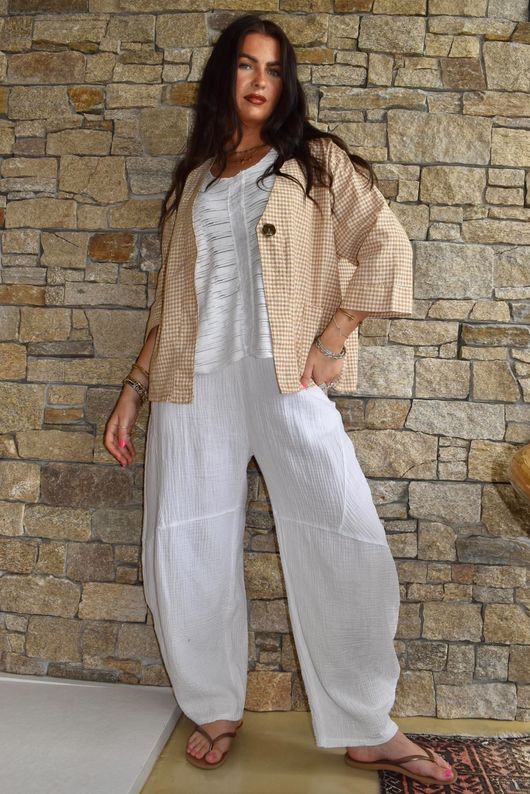 Arbi Gingham Box Jacket Camel