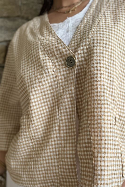 Arbi Gingham Box Jacket Camel
