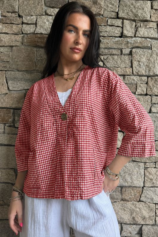 Arbi Gingham Box Jacket Chilli