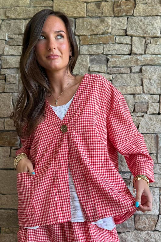 Arbi Gingham Box Jacket Chilli