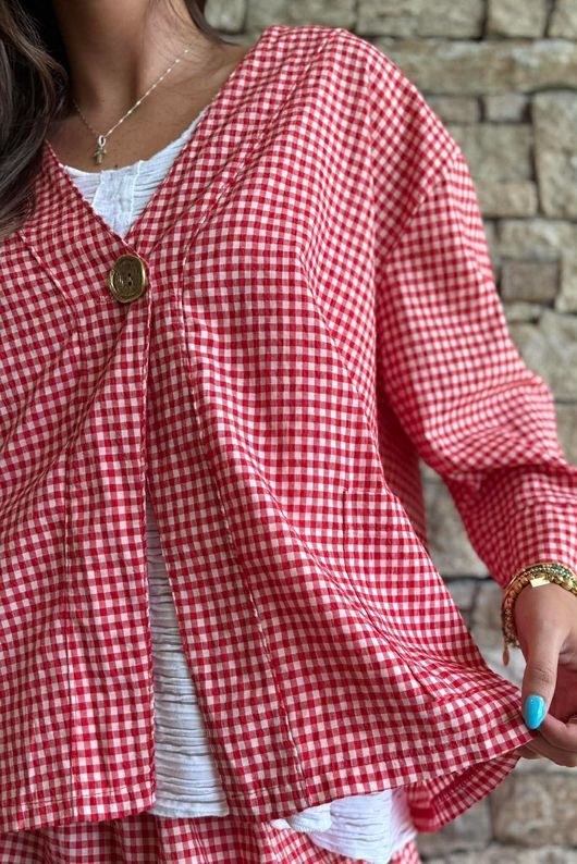Arbi Gingham Box Jacket Chilli