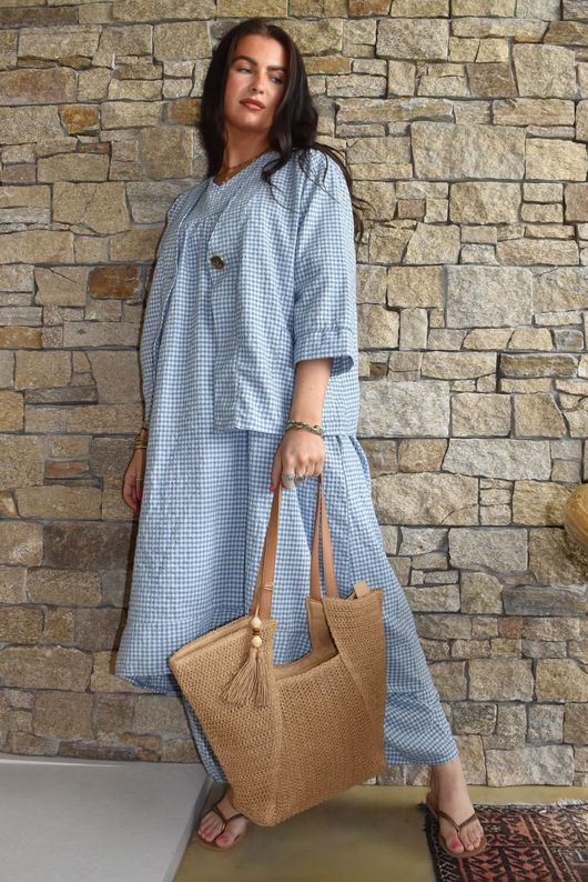 Arbi Gingham Box Jacket Denim