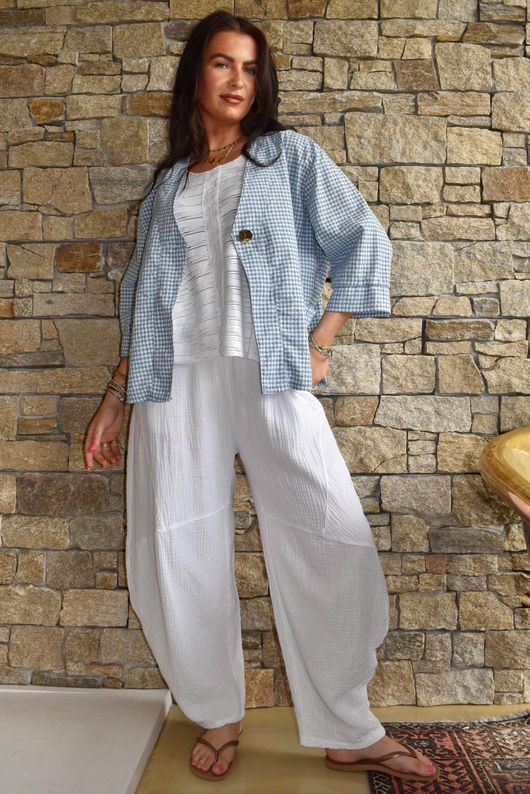 Arbi Gingham Box Jacket Denim