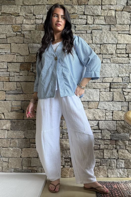 Arbi Gingham Box Jacket Denim
