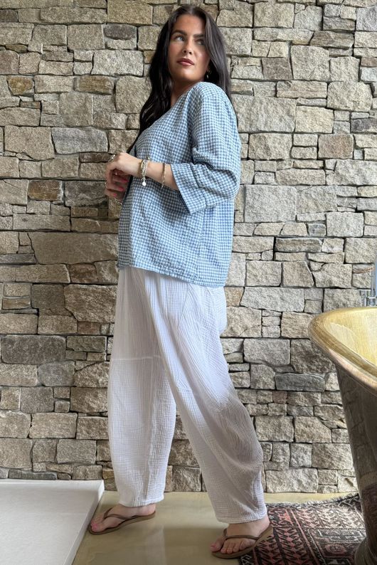 Arbi Gingham Box Jacket Denim