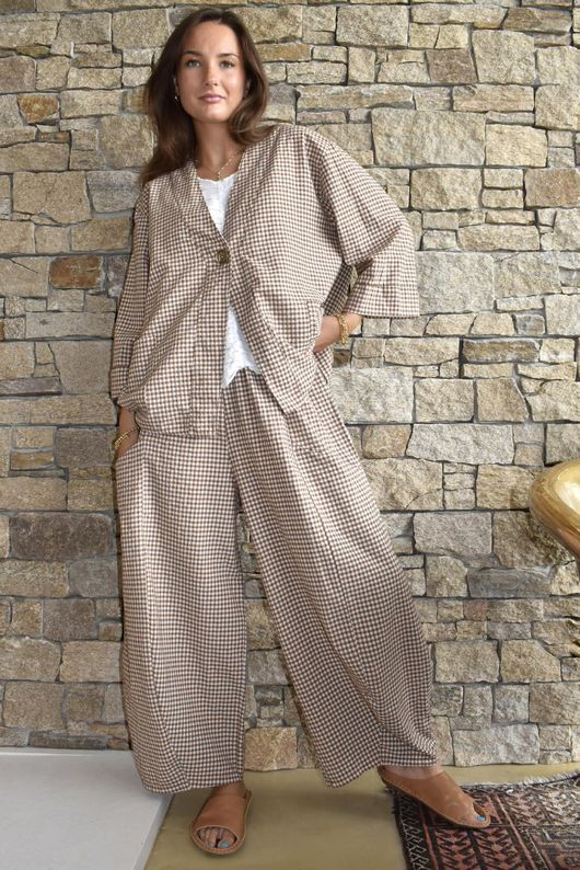 Arbi Gingham Box Jacket Hazelnut