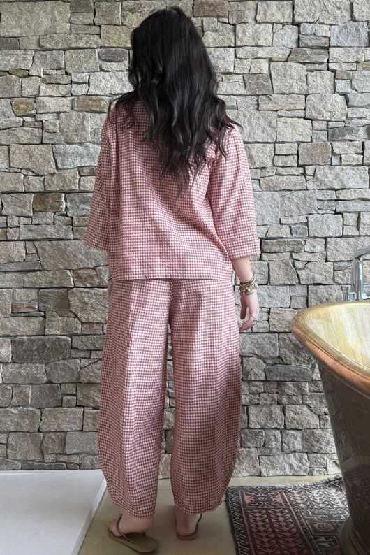 Arbi Gingham Box Jacket Indian Red
