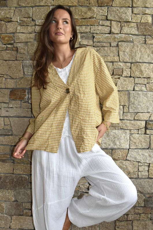 Arbi Gingham Box Jacket Mustard