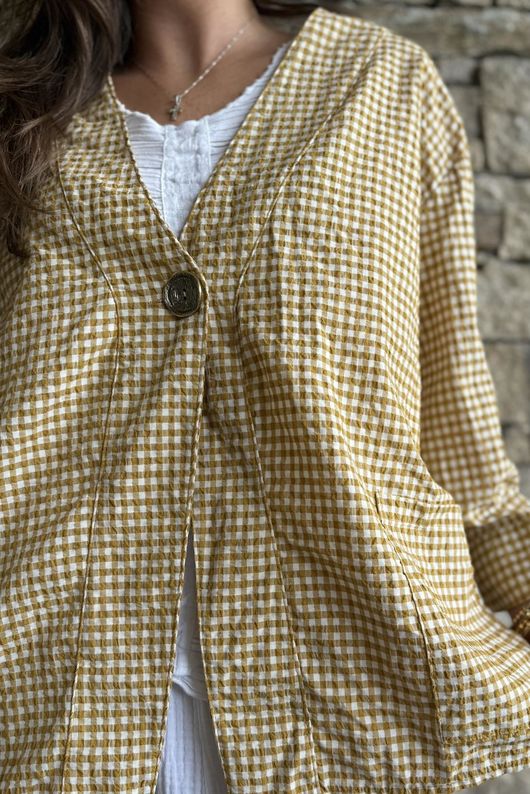 Arbi Gingham Box Jacket Mustard