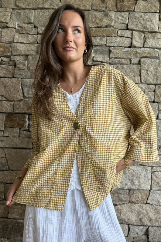 Arbi Gingham Box Jacket Mustard