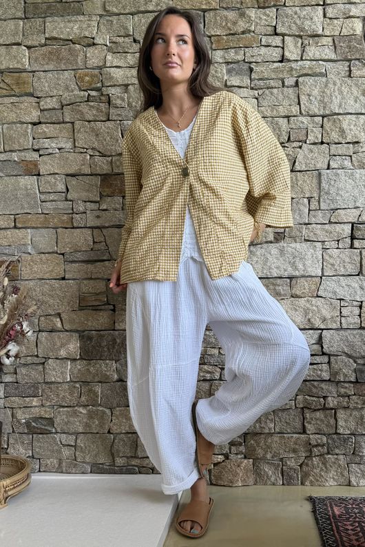 Arbi Gingham Box Jacket Mustard