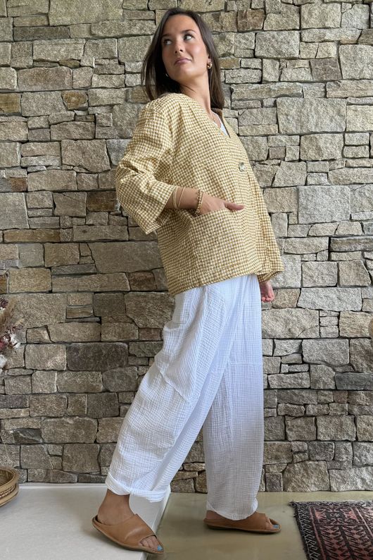 Arbi Gingham Box Jacket Mustard