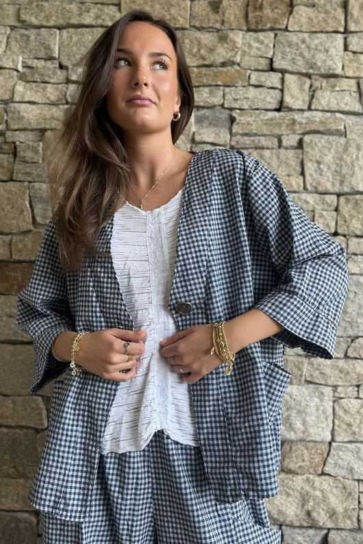 Arbi Gingham Box Jacket Navy