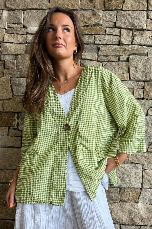 Arbi Gingham Box Jacket Soft Olive