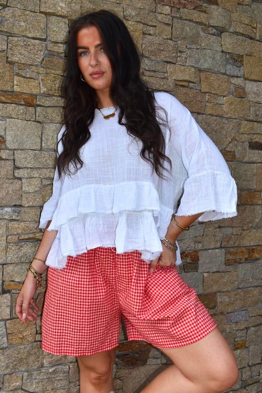 Arbi Gingham Short Chilli