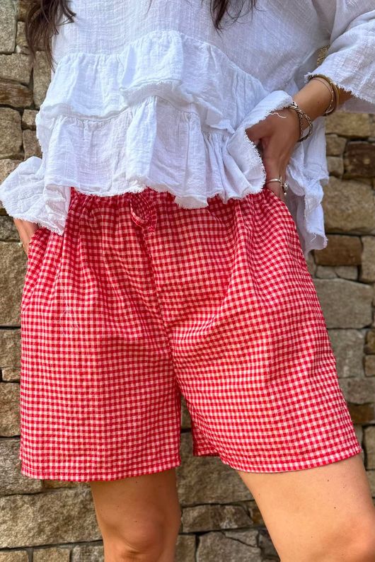 Arbi Gingham Short Chilli
