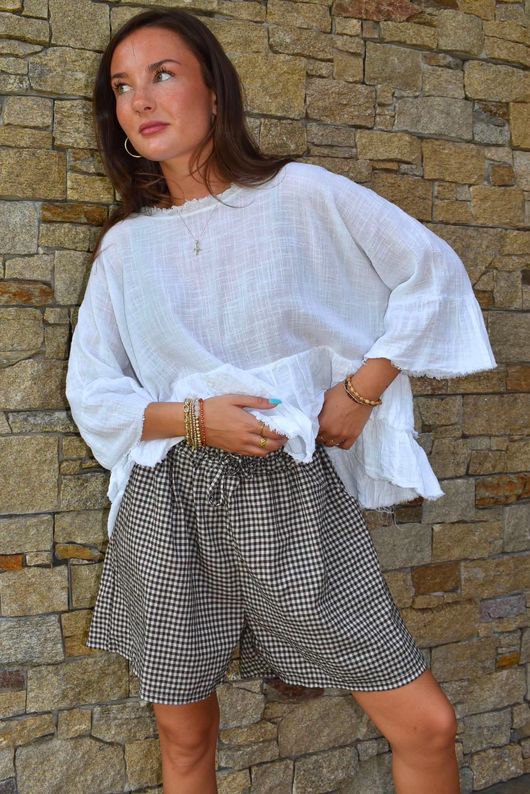 Arbi Gingham Short Chocolate