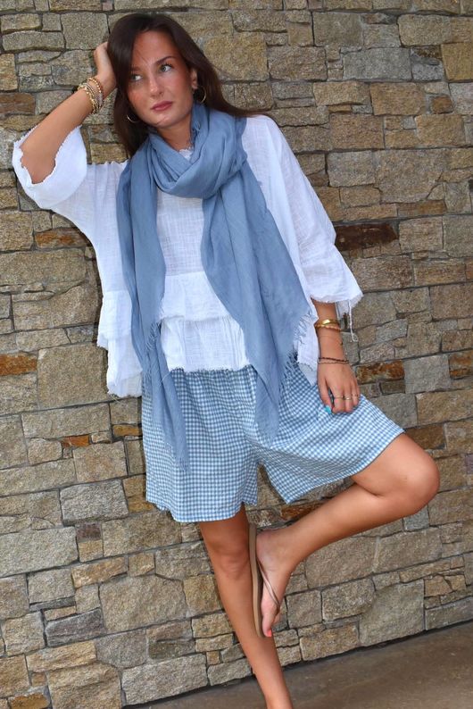 Arbi Gingham Short Denim