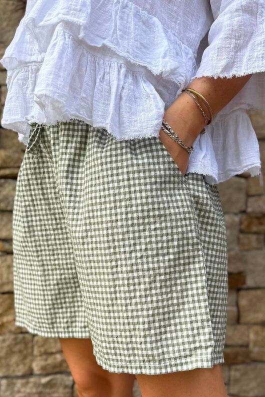 Arbi Gingham Short Khaki