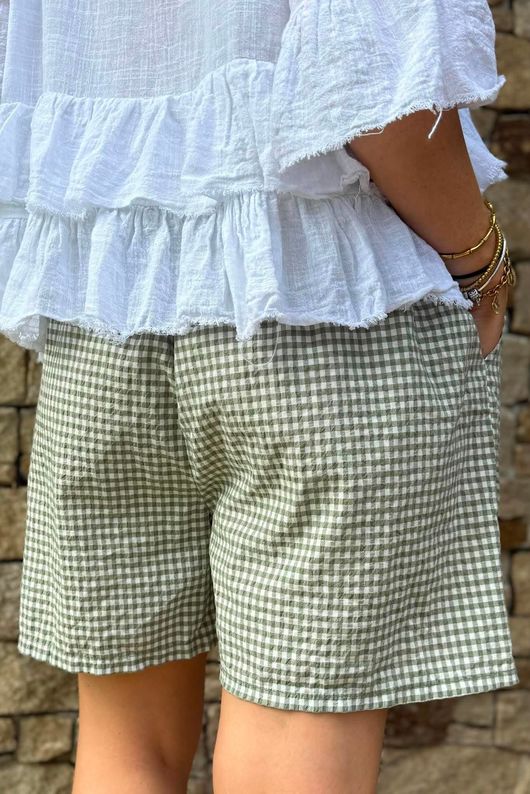Arbi Gingham Short Khaki