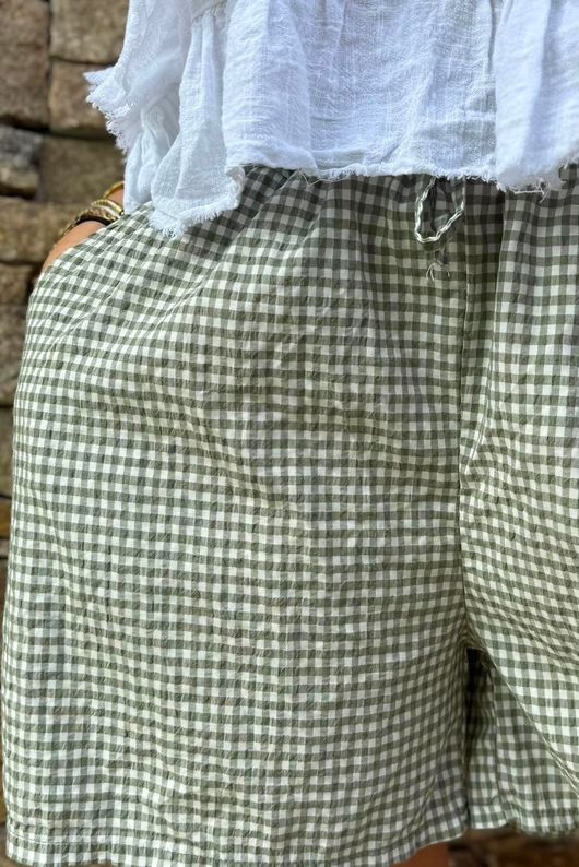Arbi Gingham Short Khaki