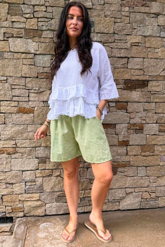 Arbi Gingham Short Soft Olive