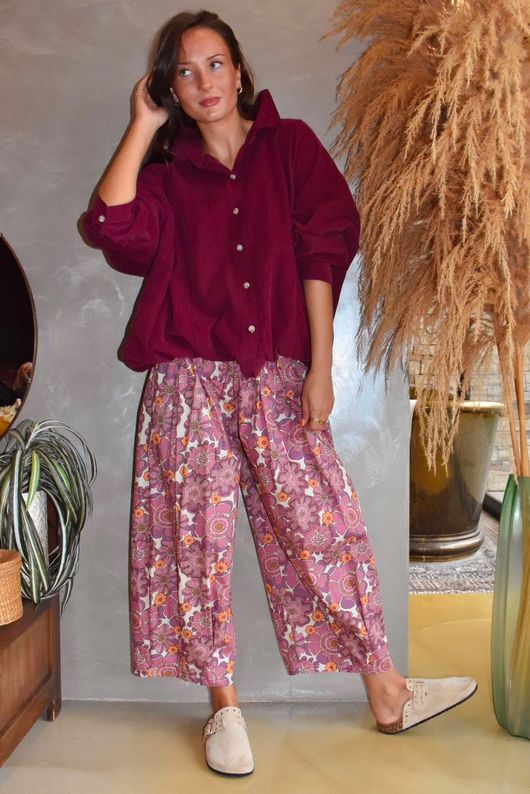 Arbi Needlecord Bomber Blouse Aubergine
