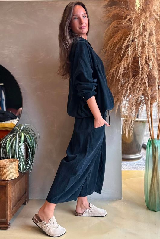 Arbi Needlecord Cocoon Blouse Black