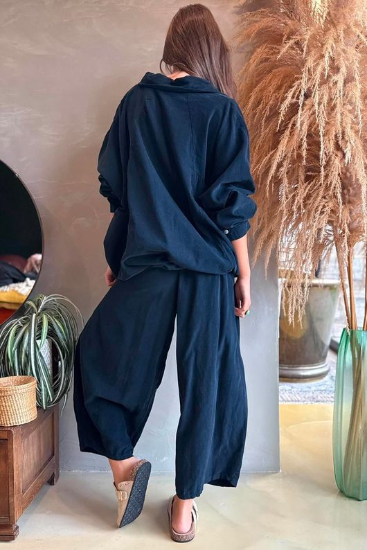 Arbi Needlecord Cocoon Blouse Black