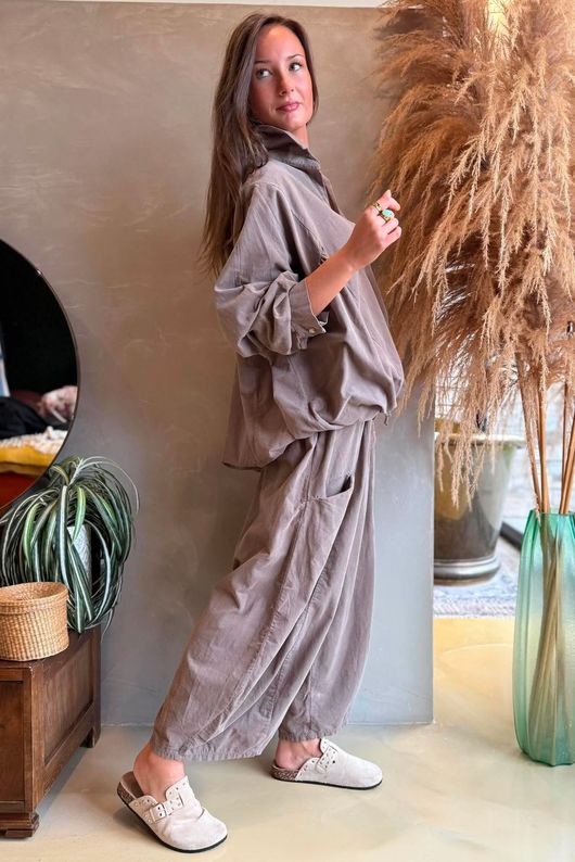 Arbi Needlecord Cocoon Blouse Mocha
