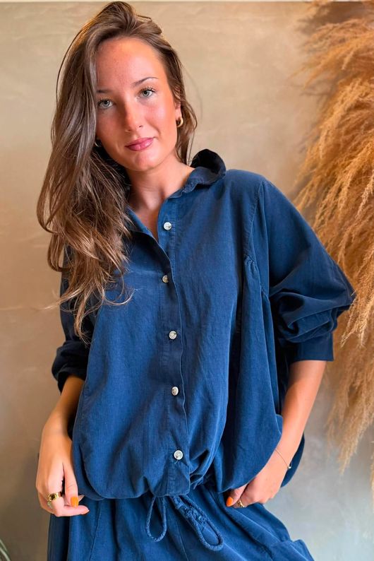 Arbi Needlecord Cocoon Blouse Navy