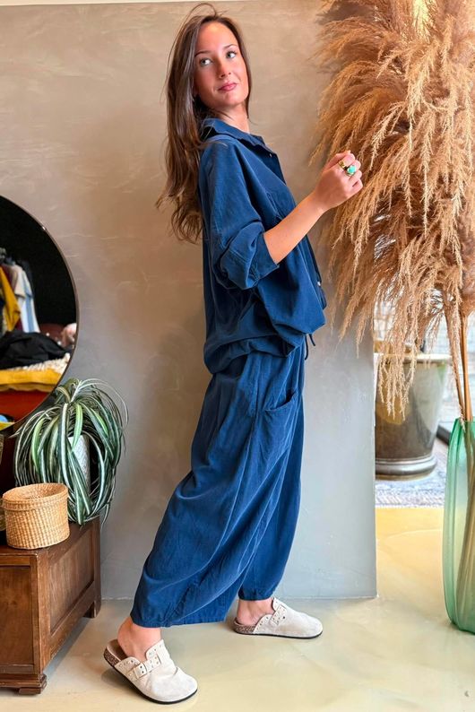 Arbi Needlecord Cocoon Blouse Navy