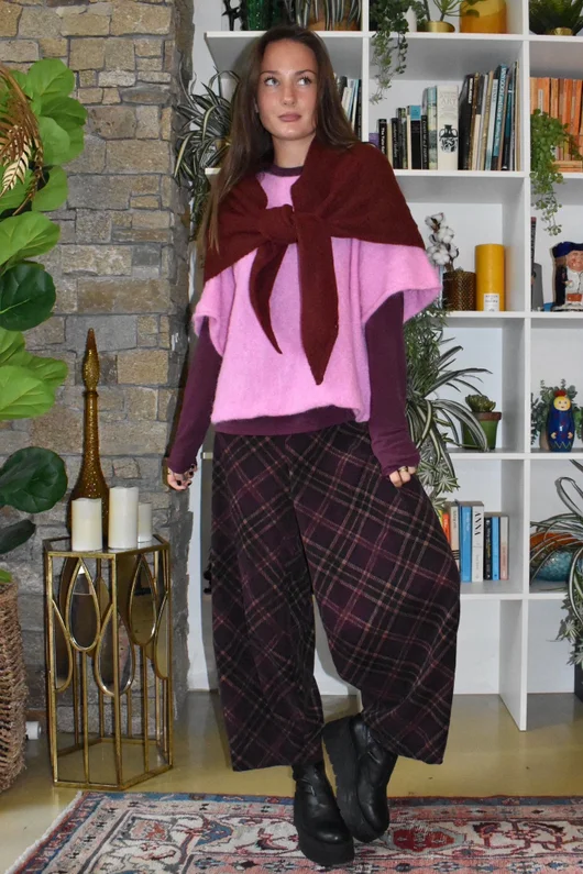 Arbi Needlecord Tartan Barrel Pant Fig