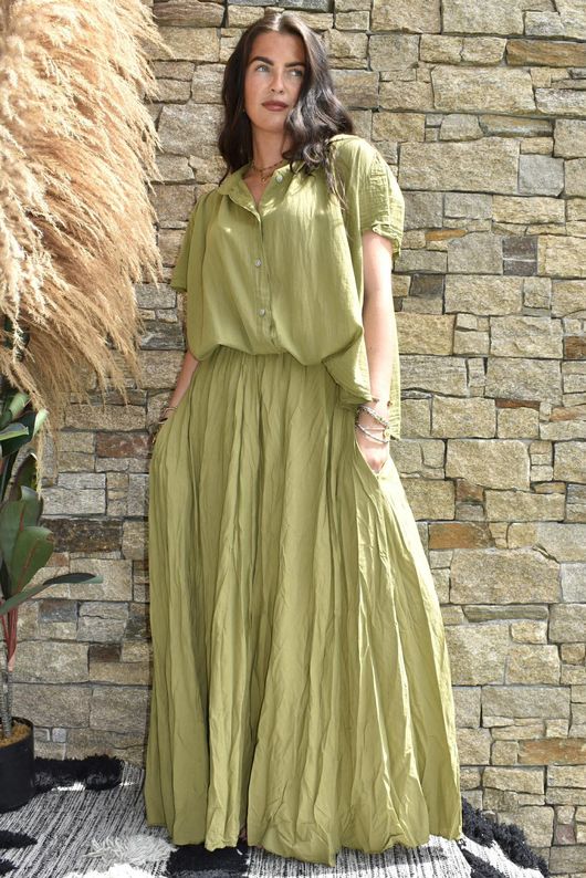 Asher Cap Sleeve Blouse Olive