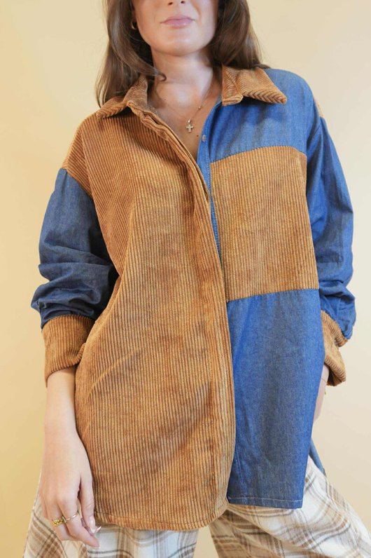 Ashland Cord & Denim Shirt Camel  /8=