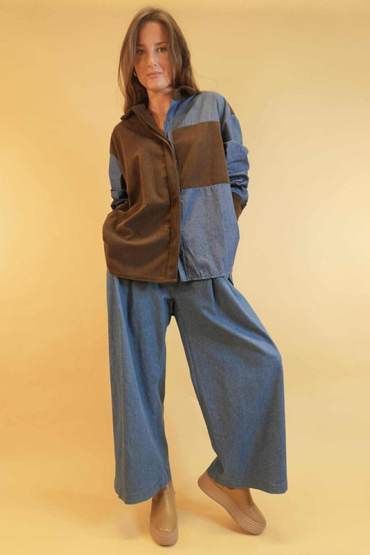 Ashland Cord & Denim Shirt Chocolate  /8=