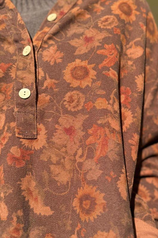 Autumn Bloom Denim Shirt Tunic 1