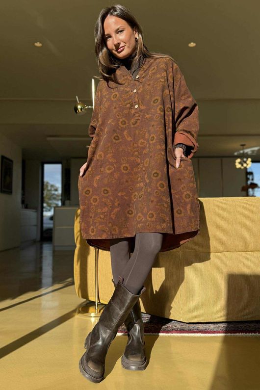 Autumn Bloom Denim Shirt Tunic 2 /12 