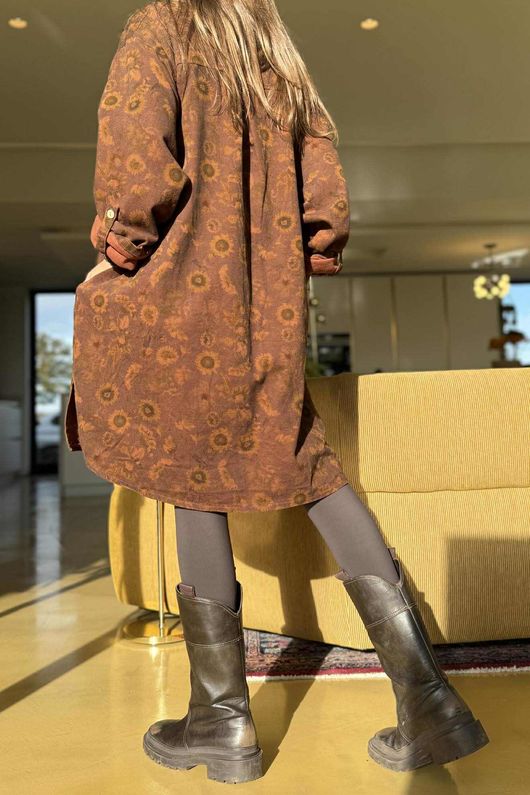 Autumn Bloom Denim Shirt Tunic 2