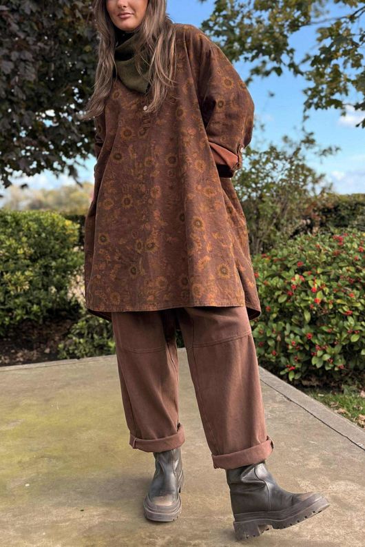 Autumn Bloom Denim Shirt Tunic 2