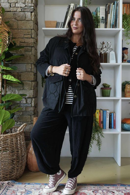 Bailey Quilt And Crochet Jacket Black /18 
