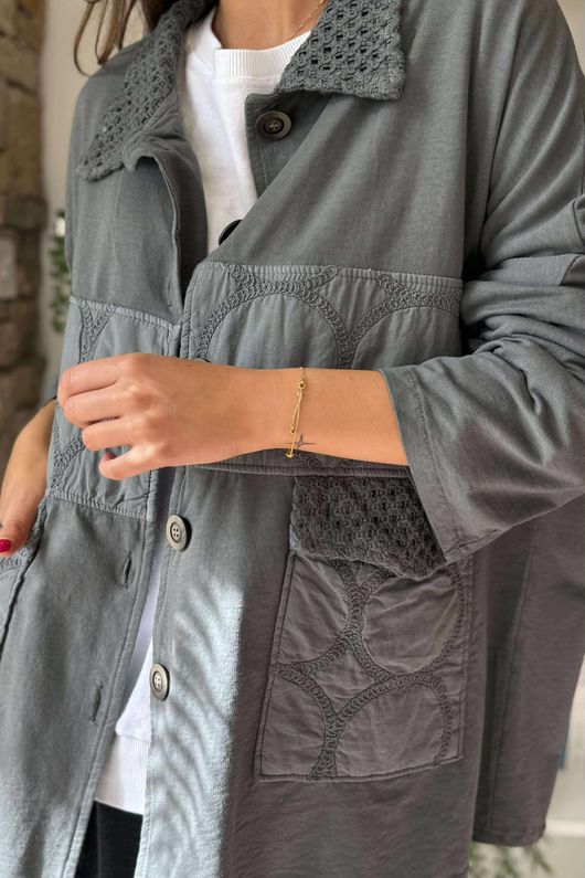 Bailey Quilt And Crochet Jacket Charcoal