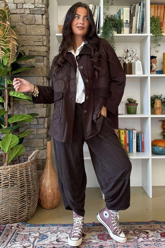 Bailey Quilt And Crochet Jacket Chocolate /10=