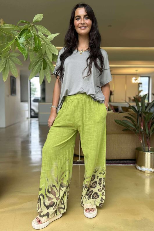 Baku Linen Blend Ombre Pant Olive - 