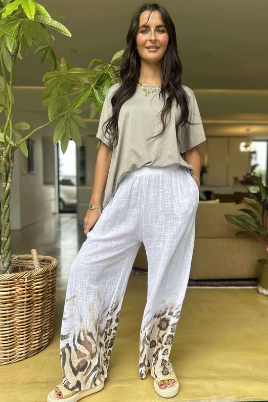 Baku Linen Blend Ombre Pant White /5 