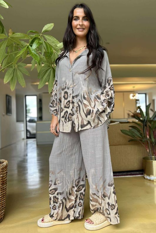 Baku Linen Blend Ombre Shirt Mocha - 