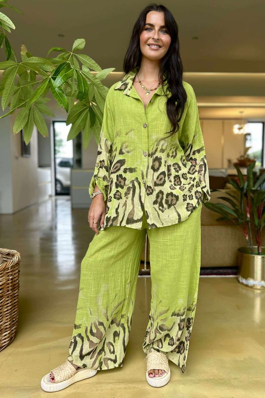 Baku Linen Blend Ombre Shirt Olive - 